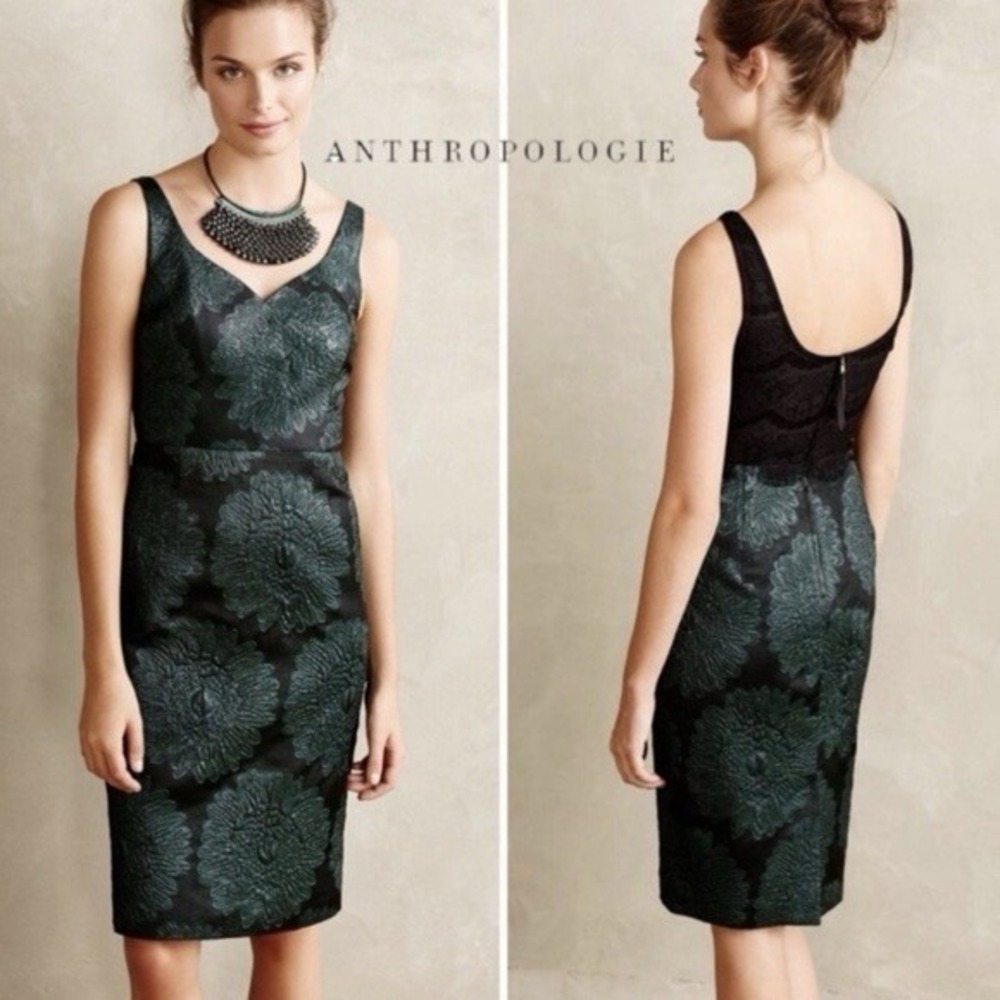 Leifsdottir Anthropologie‎ 14 Hidden Blooms Green Floral Dress